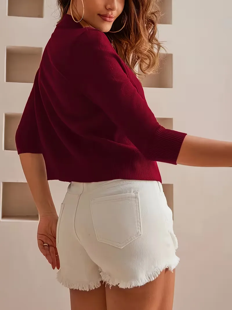 Paarse open-front cardigan 3/4 mouwen - Image 50