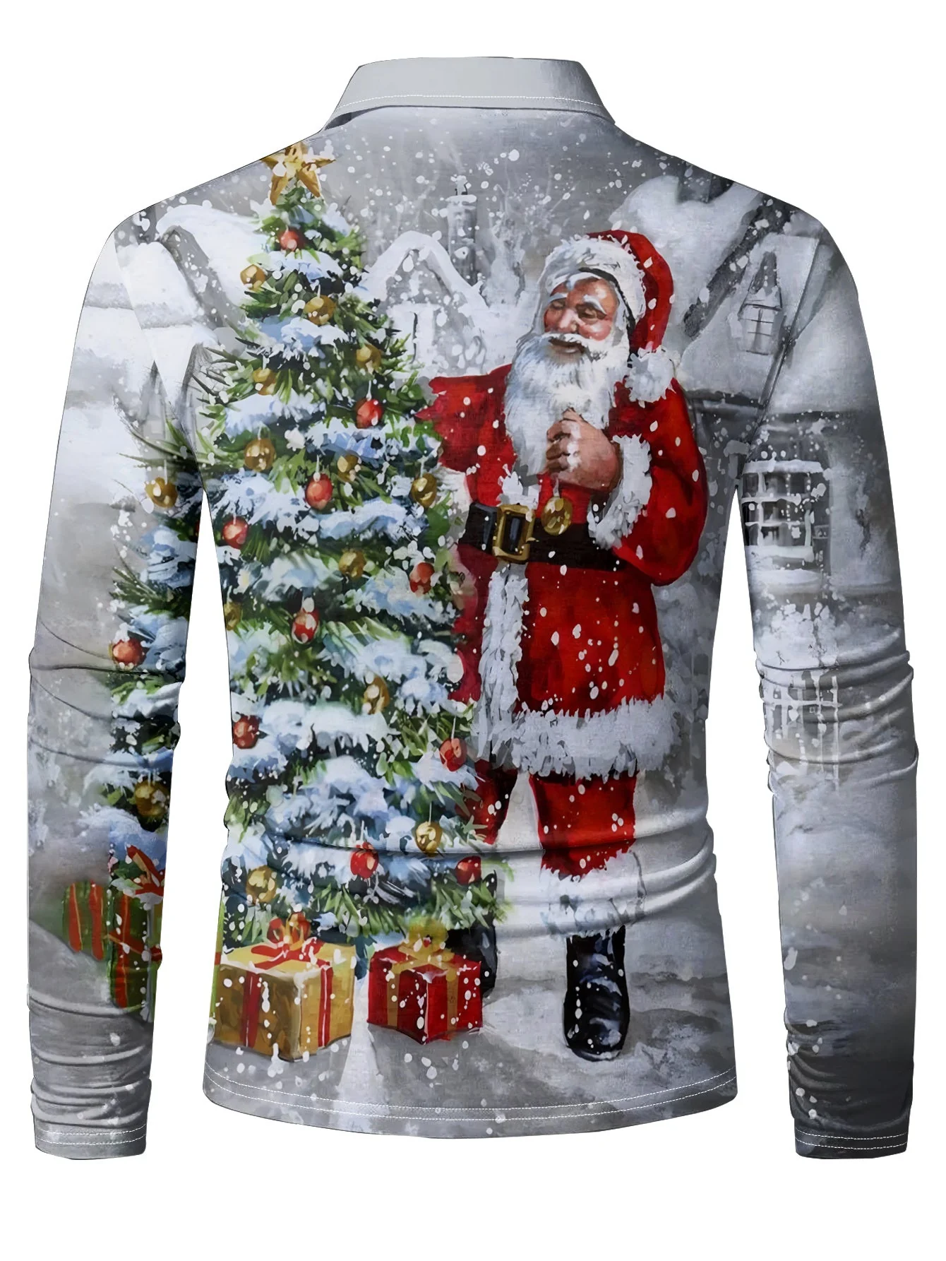 Piet | Casual lange mouw polo met kerstprint - Image 2
