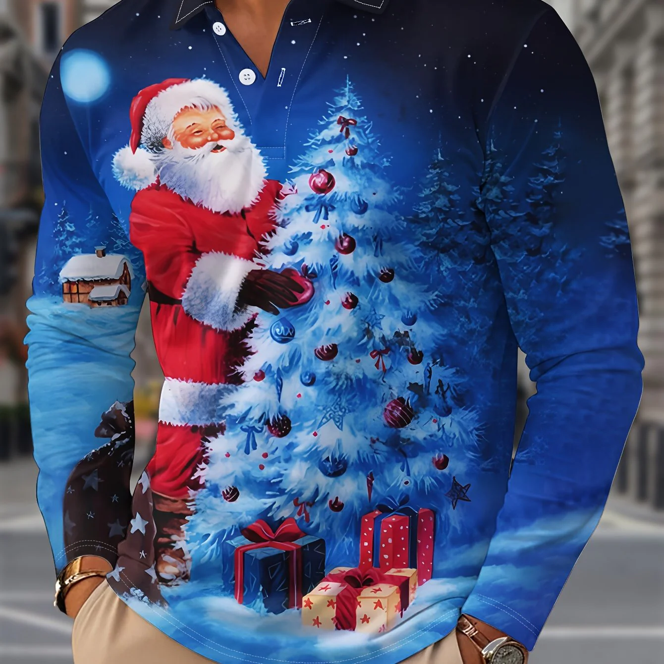 Piet | Casual lange mouw polo met kerstprint - Image 8