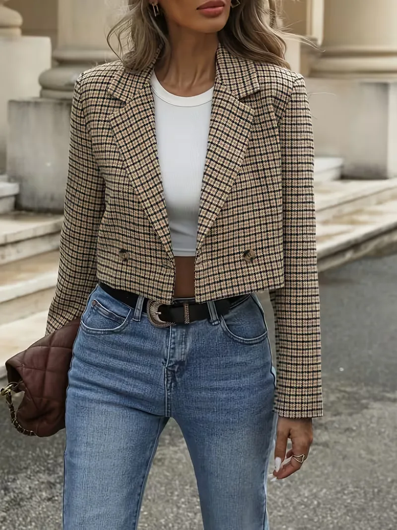 Plaid blazer met lange mouwen - Image 2