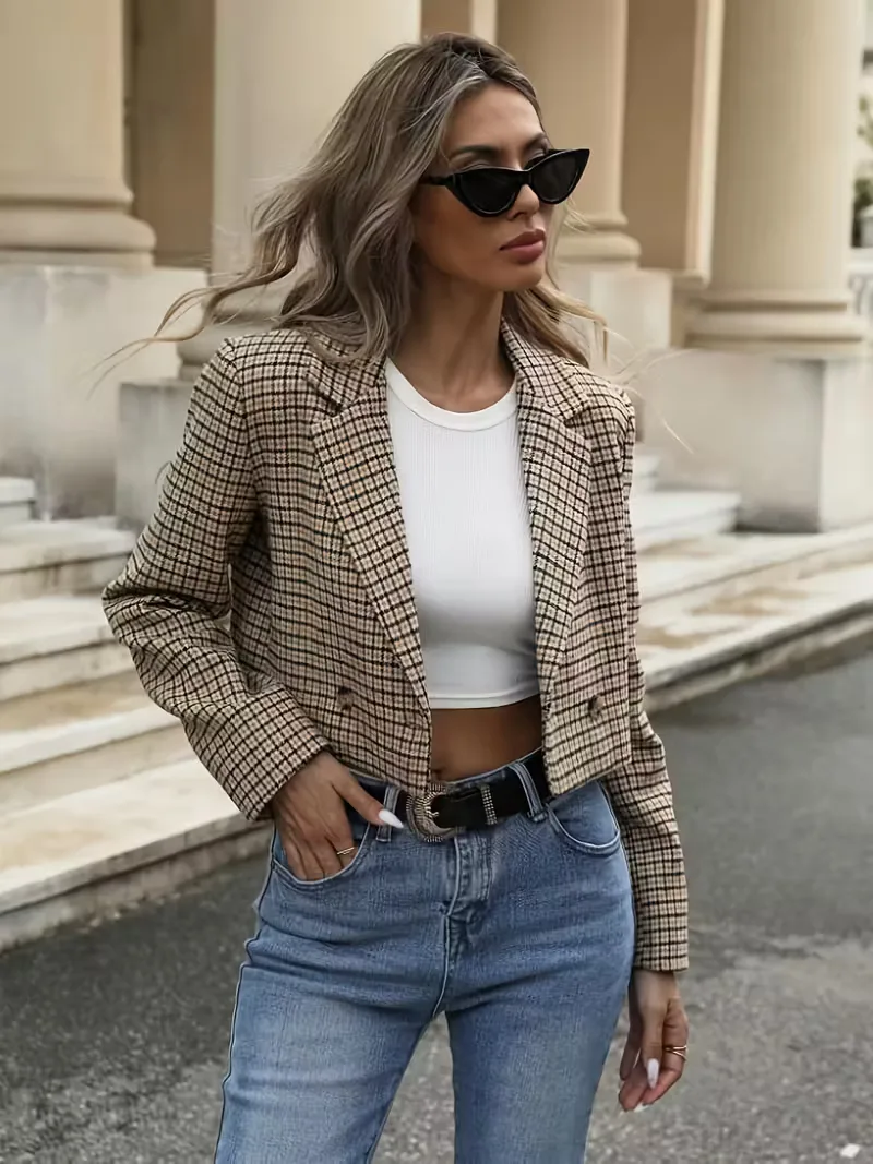 Plaid blazer met lange mouwen - Image 5