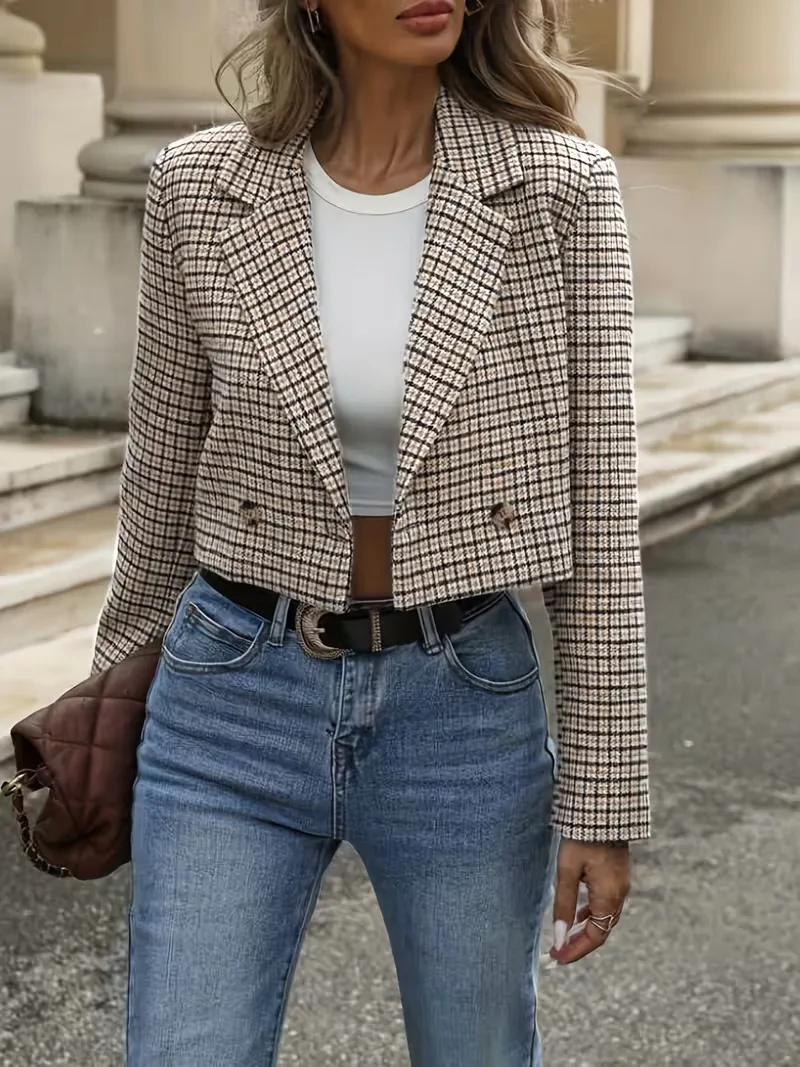 Plaid blazer met lange mouwen - Image 8