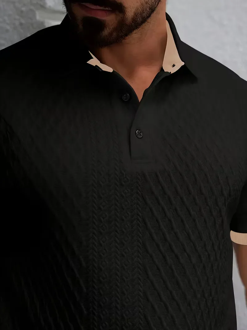 Polo met V-neck en jacquard patroon - Image 10