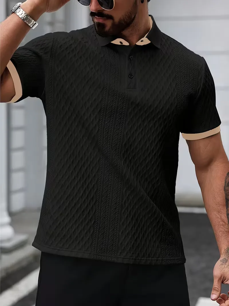 Polo met V-neck en jacquard patroon - Image 11