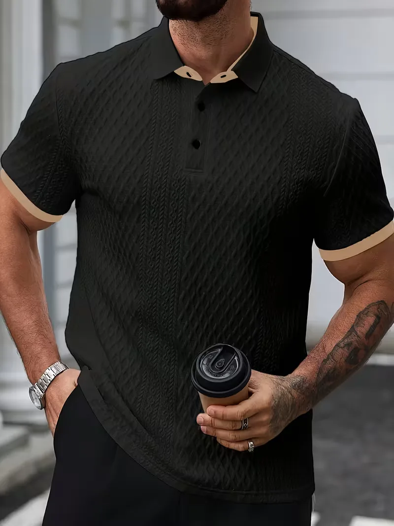 Polo met V-neck en jacquard patroon - Image 12
