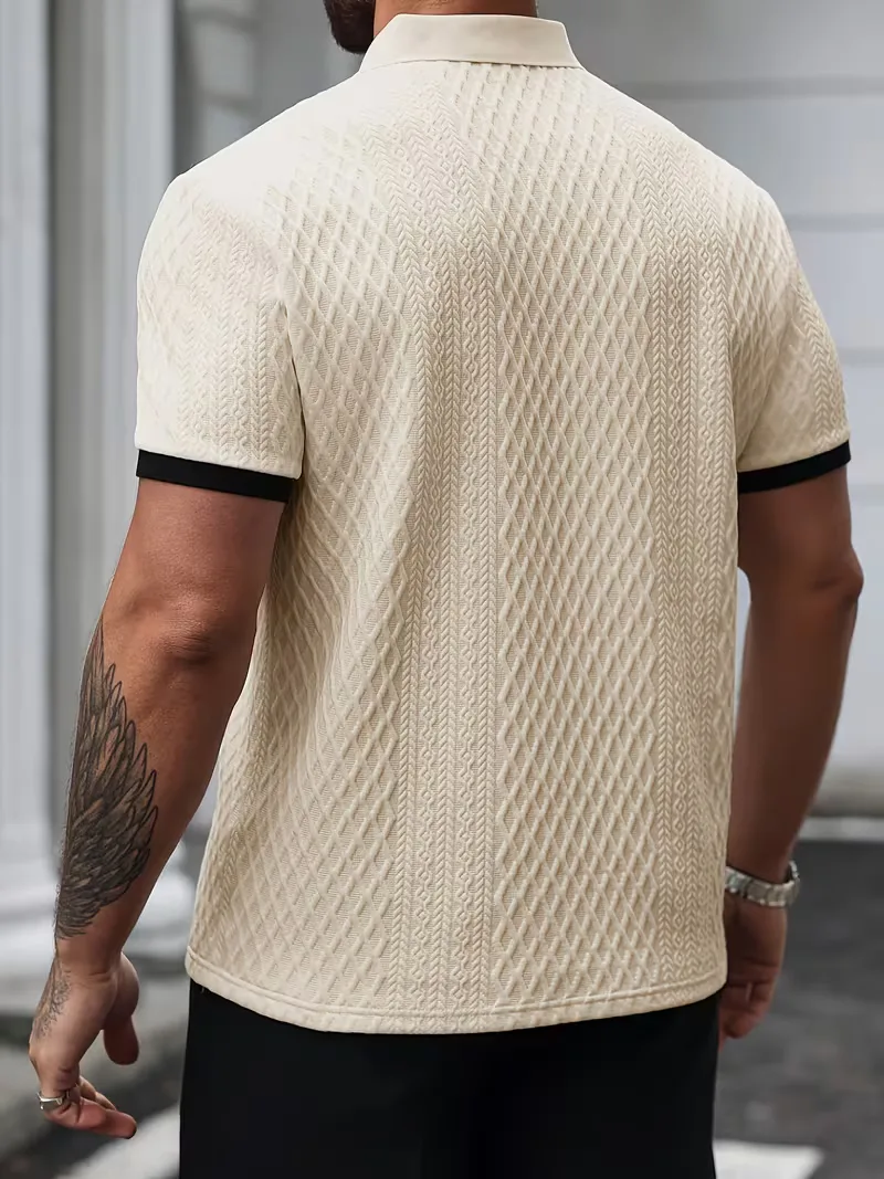 Polo met V-neck en jacquard patroon - Image 15