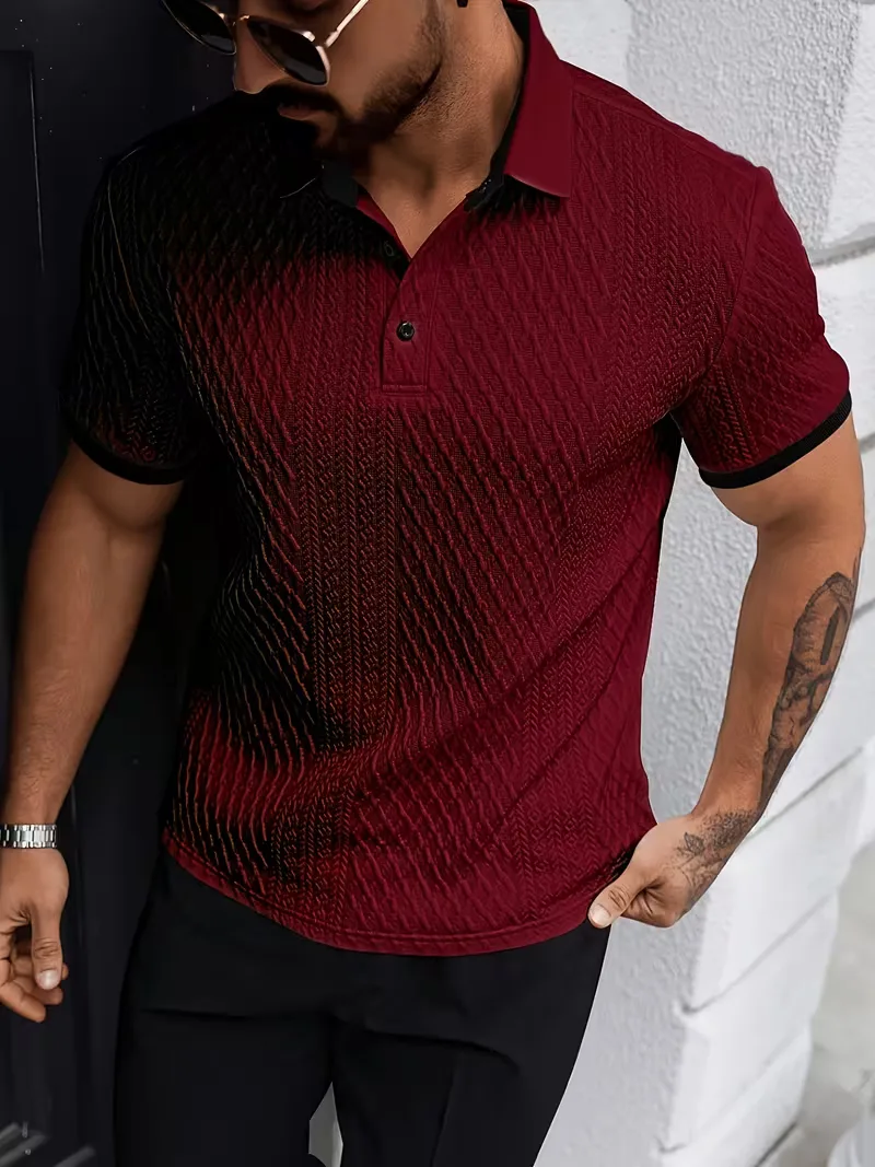 Polo met V-neck en jacquard patroon - Image 18