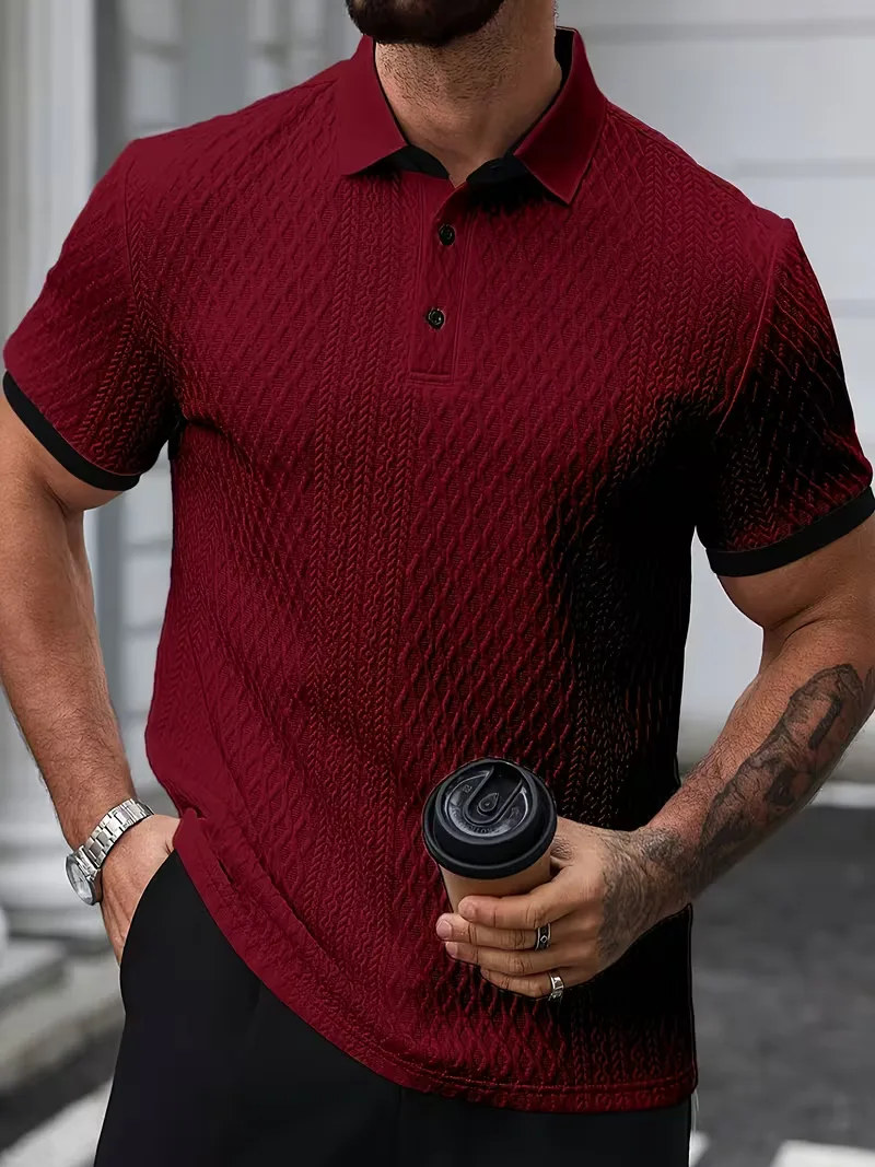 Polo met V-neck en jacquard patroon - Image 21