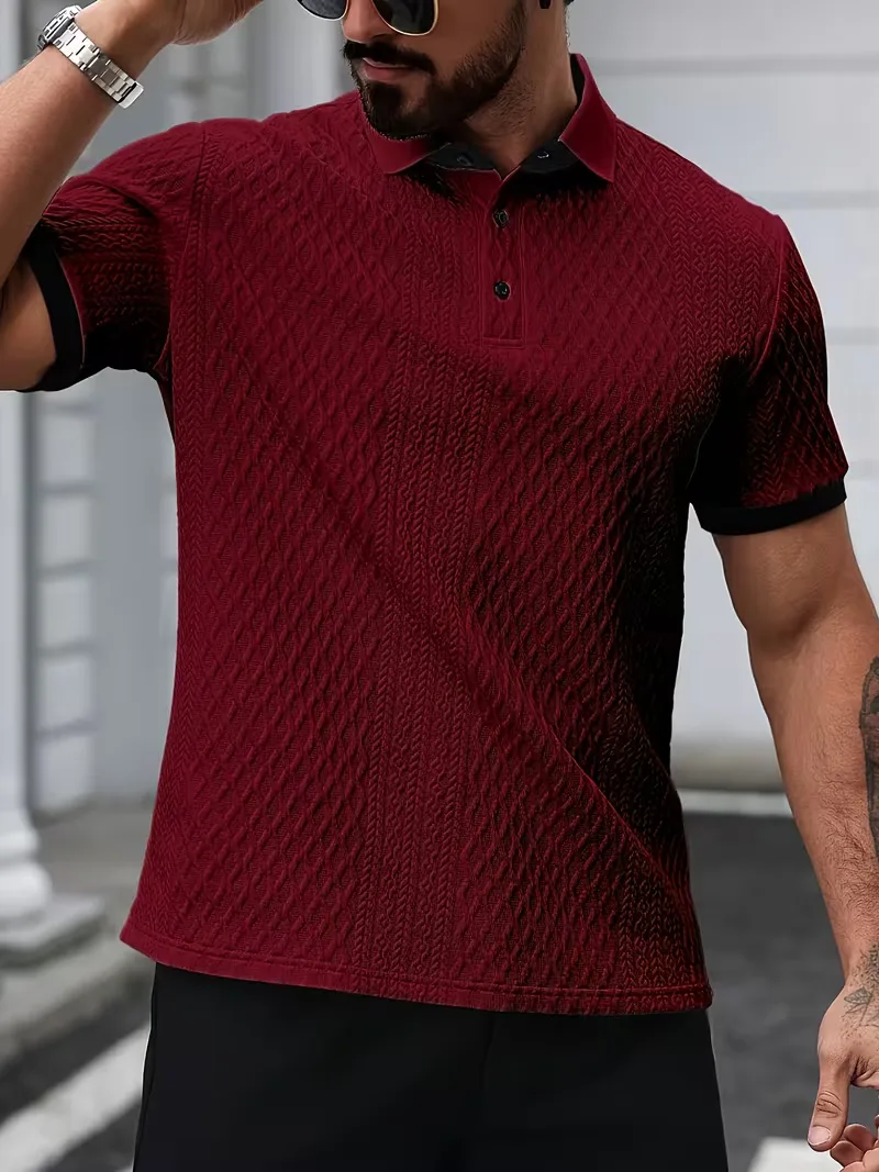 Polo met V-neck en jacquard patroon - Image 22