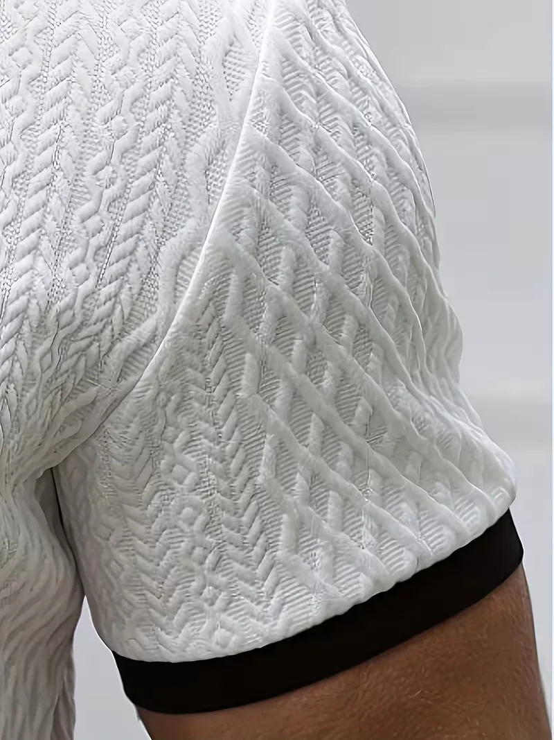 Polo met V-neck en jacquard patroon - Image 6