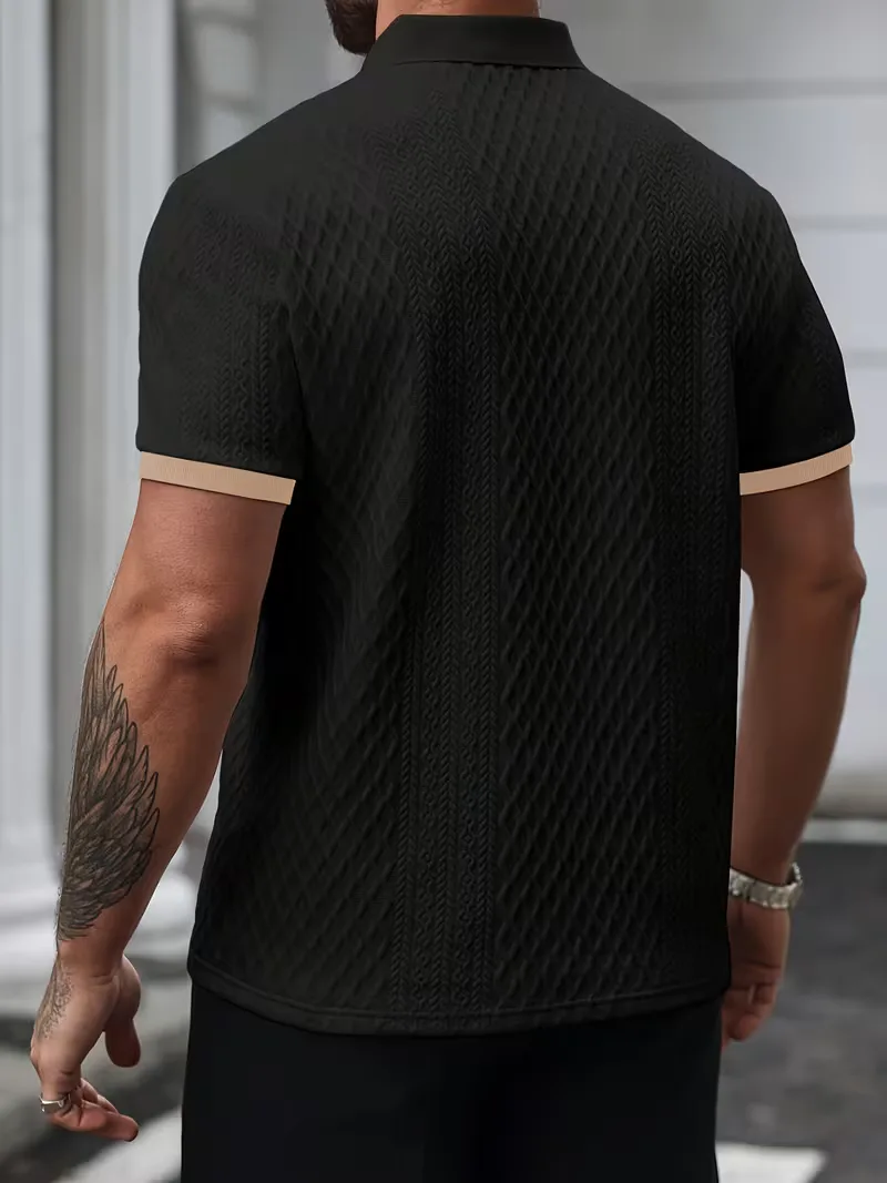 Polo met V-neck en jacquard patroon - Image 9