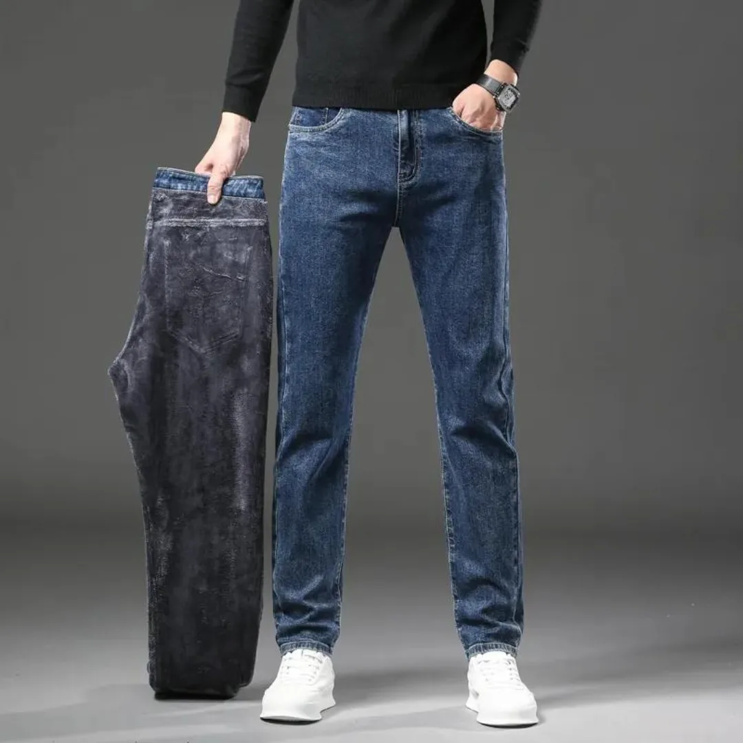 Rechtdoorlopende jeans met fleece voering