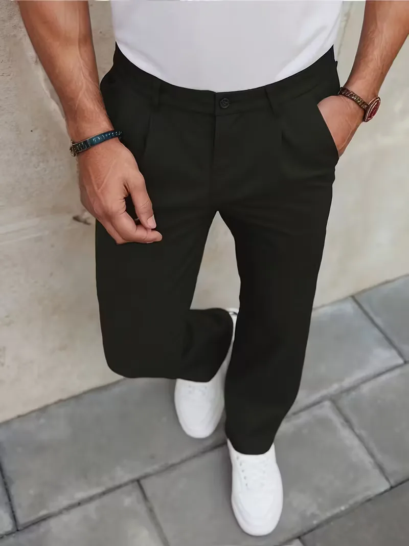 Rechte broek met geplooide details en zijzakken - Image 3