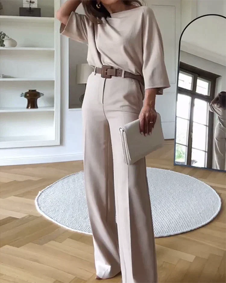 Roberta | Elegante tweedelige grijze damesset - Image 3