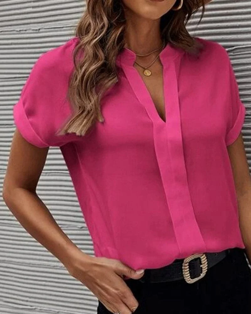 Roos | Blouse met korte mouwen en V-hals - Image 3