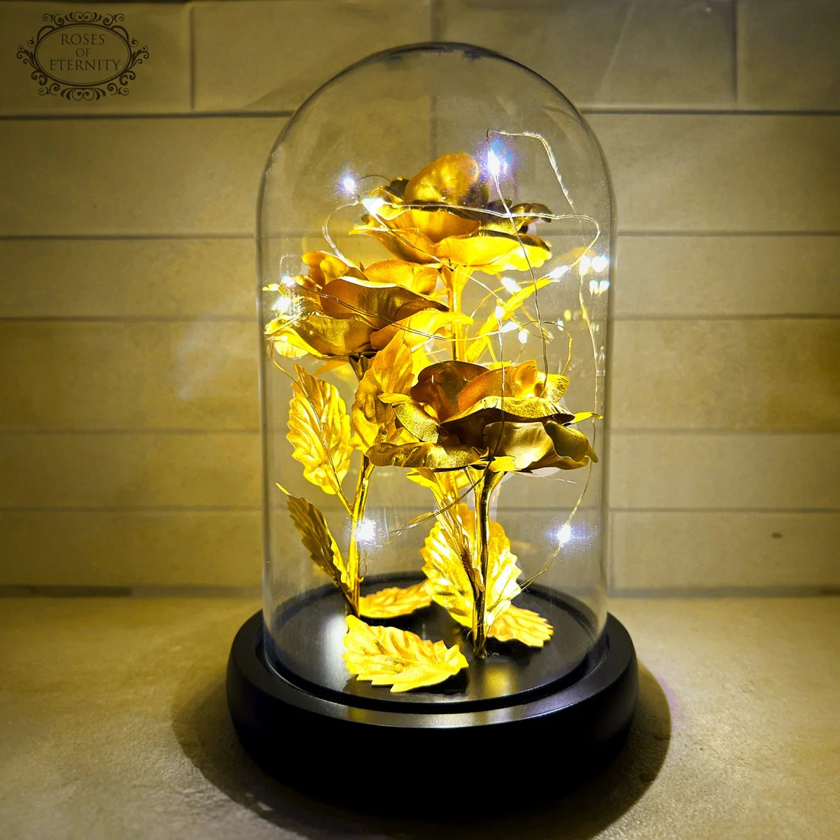 Roos | Gouden kleur roos in glas - Image 7