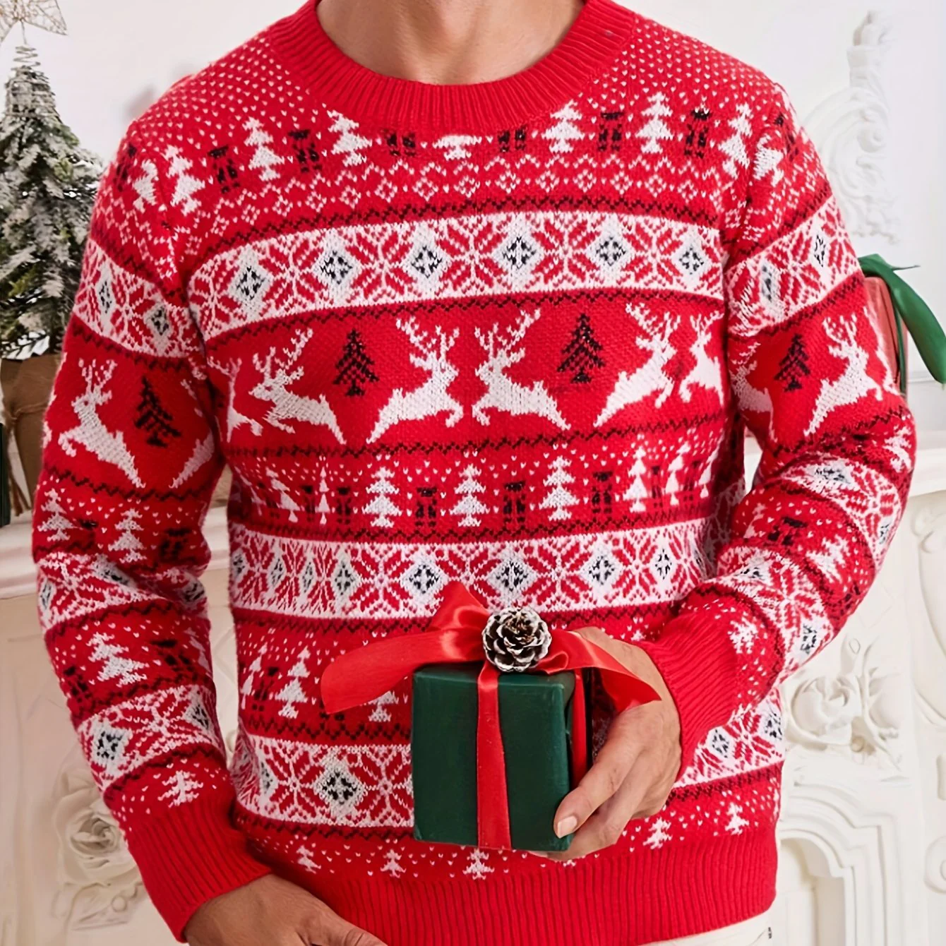 Ruben | Feestelijke kerstgebreide herentrui met rendierontwerp - Image 6