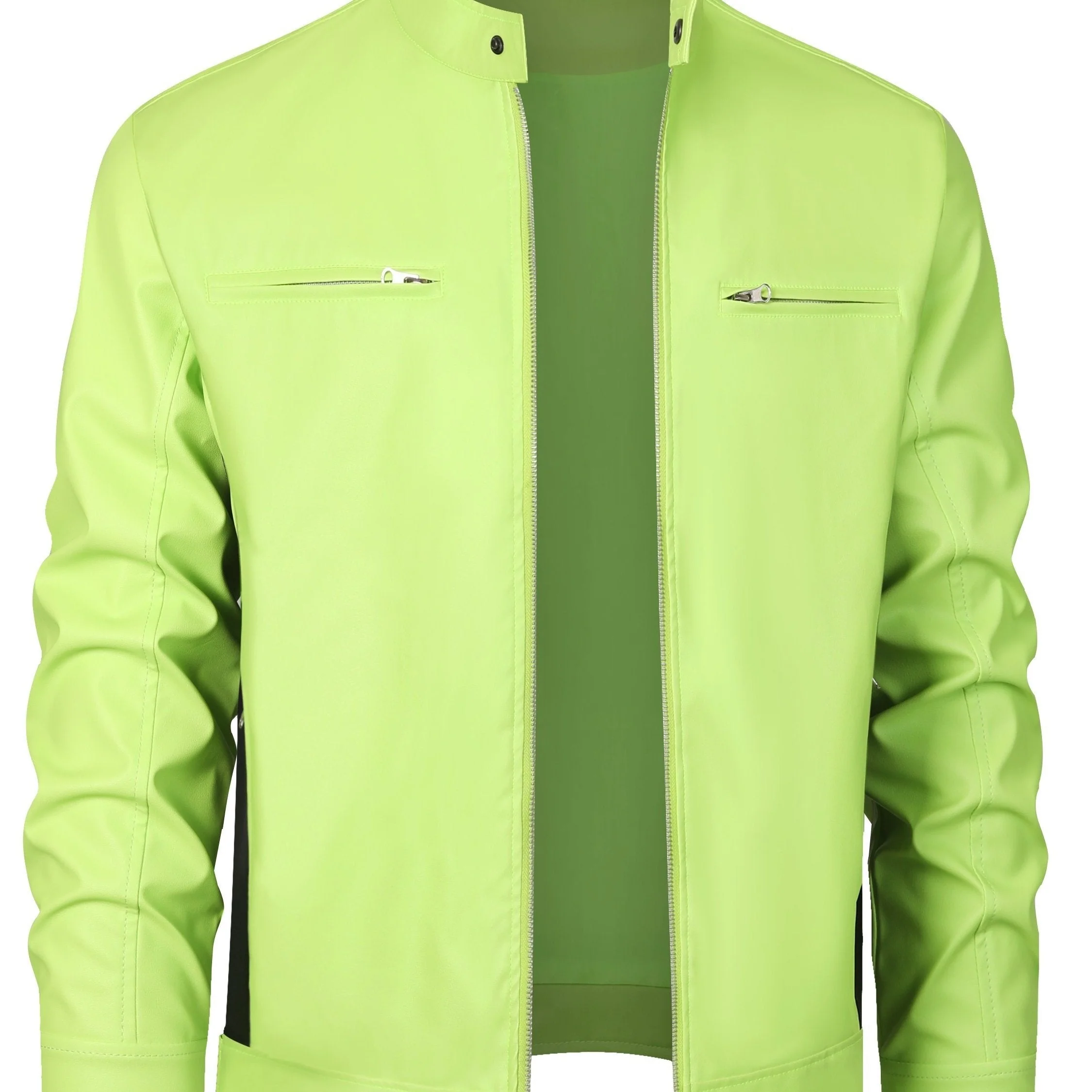 Ruben | Stijlvolle PU-leren jas met kleurblokken en multi-rits ontwerp - Image 11