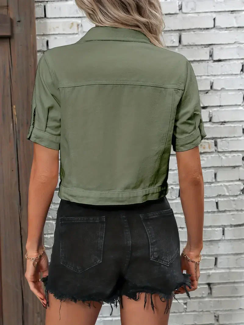 Sabrine Denim jack | Denim overhemd met korte mouwen voor dames - Image 17