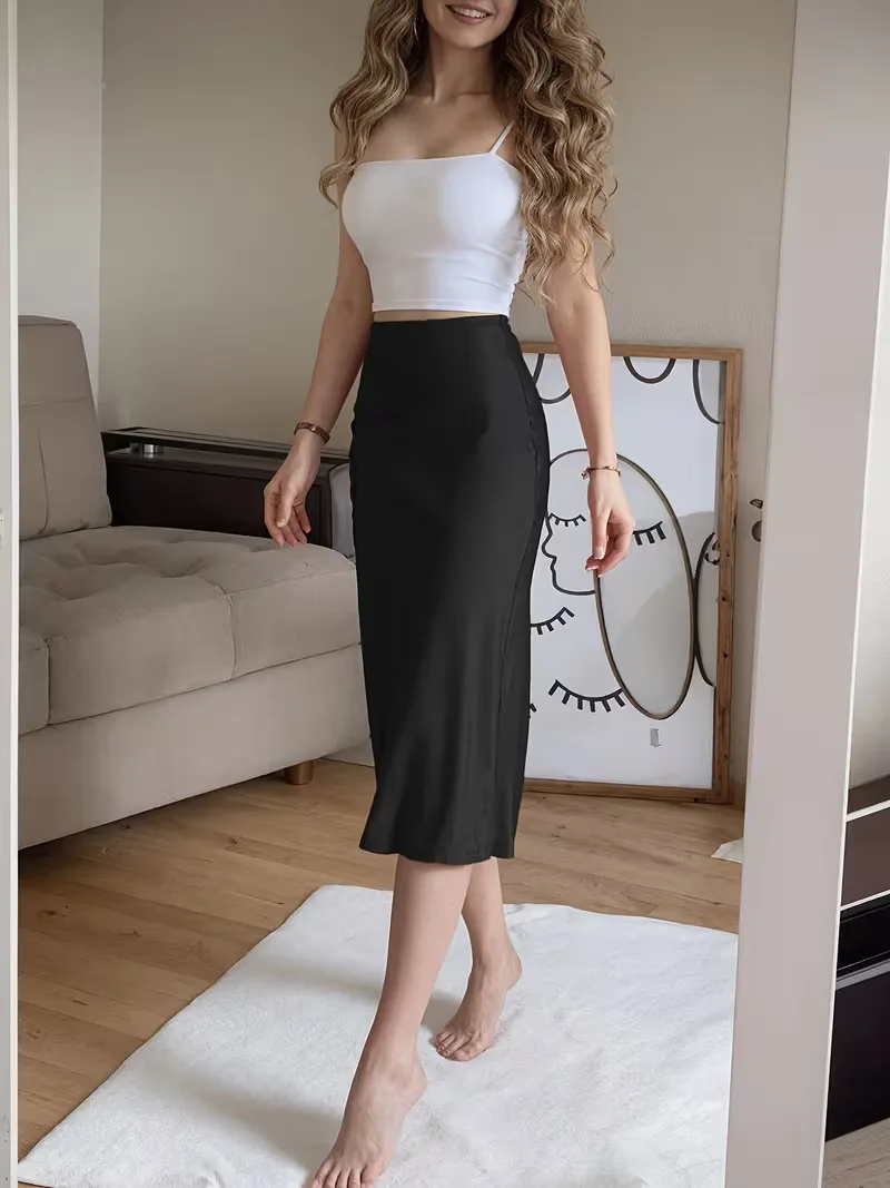 Satijnen rok met hoge split - Image 13