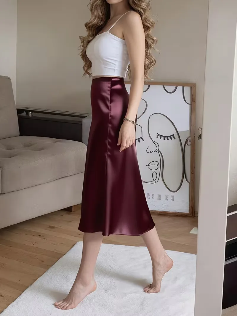 Satijnen rok met hoge split - Image 21