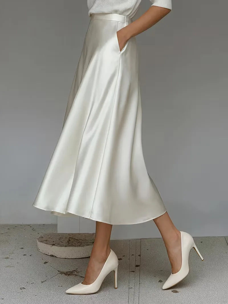 Satijnen rok met hoge taille - Image 26
