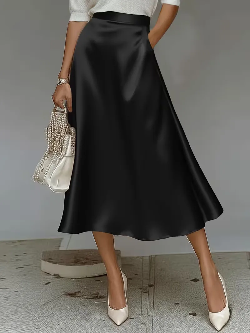 Satijnen rok met hoge taille - Image 27