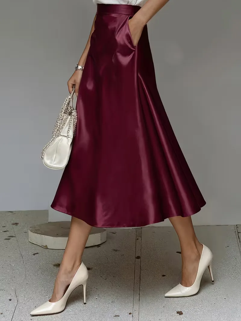 Satijnen rok met hoge taille - Image 6