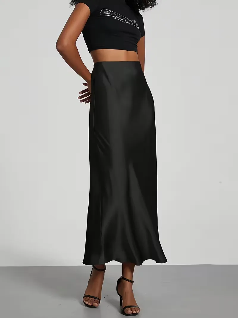 Satijnen rok met hoge taille - Image 2