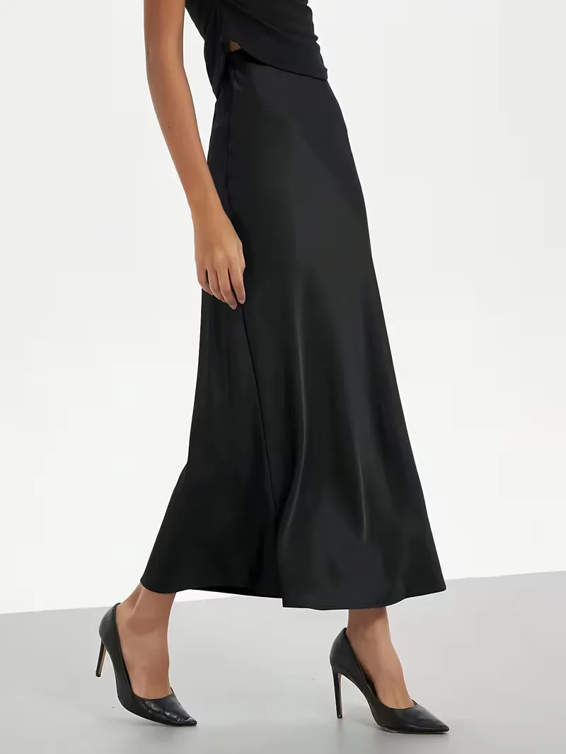 Satijnen rok met hoge taille - Image 3