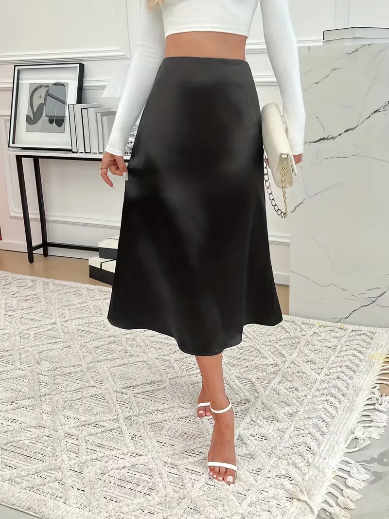 Satijnen rok met hoge taille - Image 4