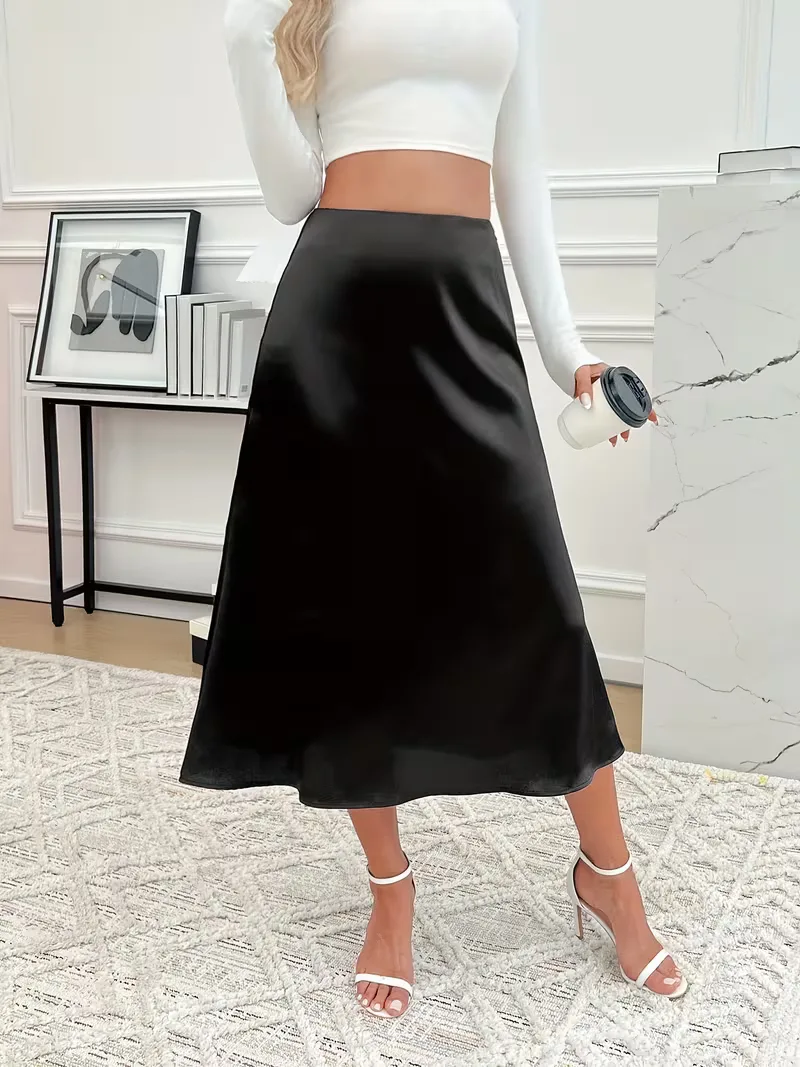Satijnen rok met hoge taille - Image 5