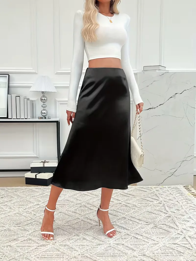Satijnen rok met hoge taille - Image 6