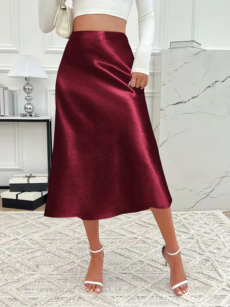 Satijnen rok met hoge taille - Image 8