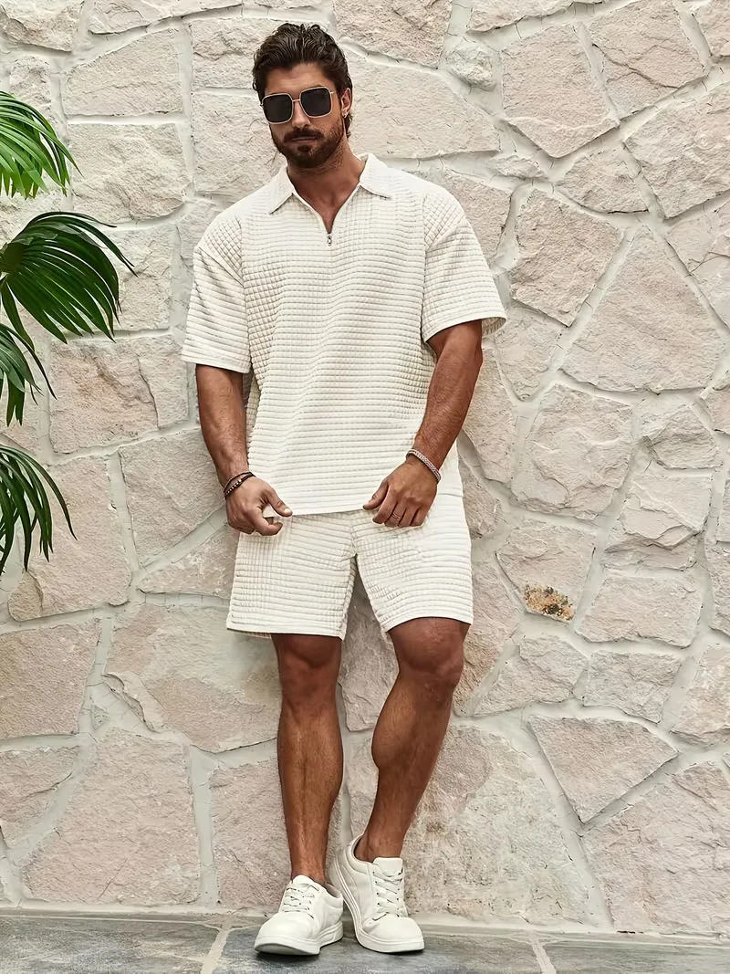 Set met V-neck en textuur - Image 3
