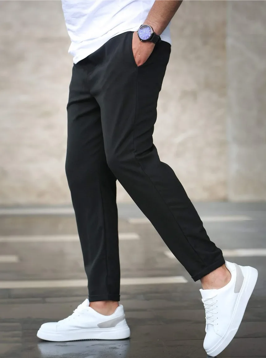 Slim fit broek met elastische taille en zijzakken - Image 7