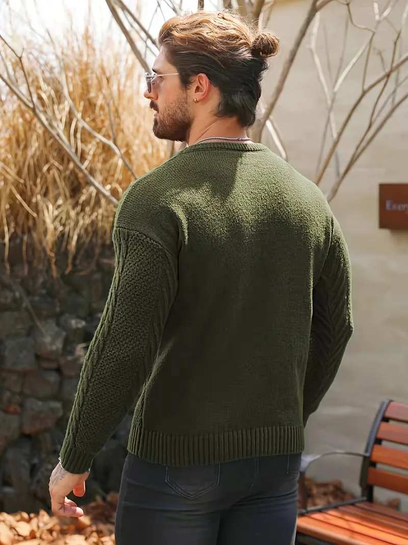 Slim fit crew neck trui met kabelpatroon - Image 18