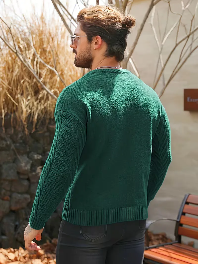 Slim fit crew neck trui met kabelpatroon - Image 25