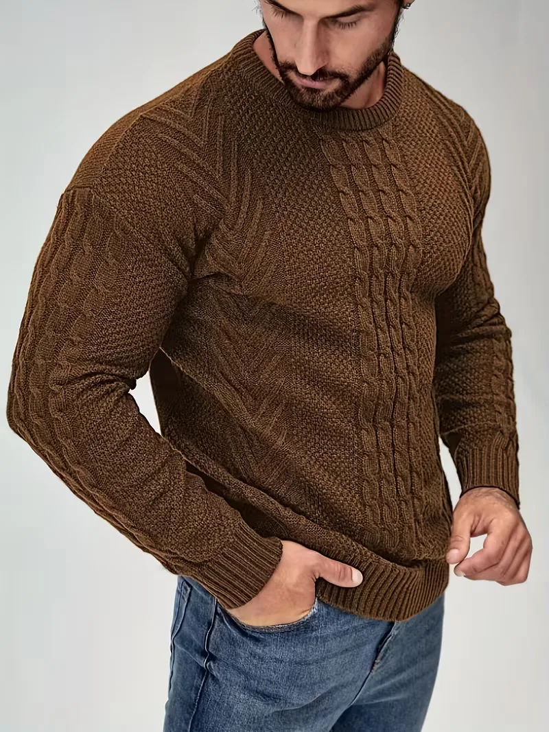 Slim fit crew neck trui met kabelpatroon - Image 28