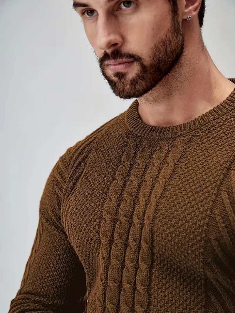Slim fit crew neck trui met kabelpatroon - Image 29