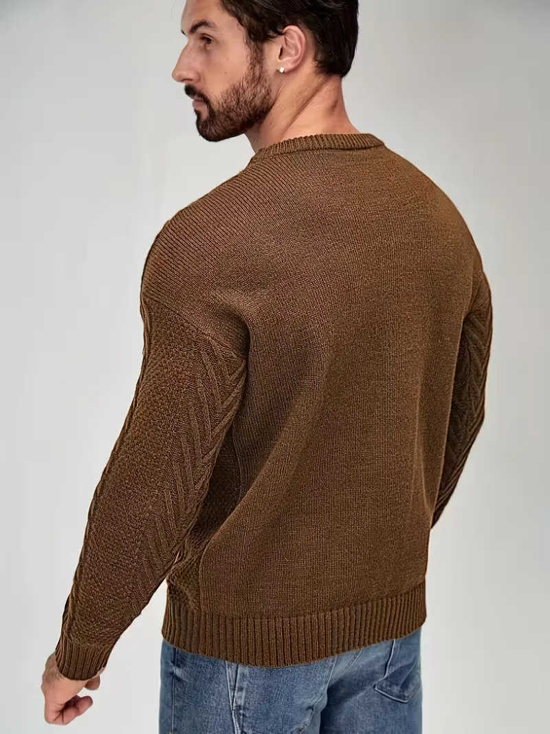 Slim fit crew neck trui met kabelpatroon - Image 30