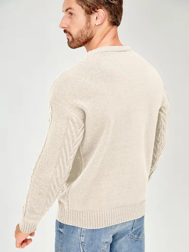 Slim fit crew neck trui met kabelpatroon - Image 35