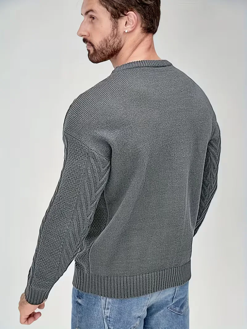 Slim fit crew neck trui met kabelpatroon - Image 41