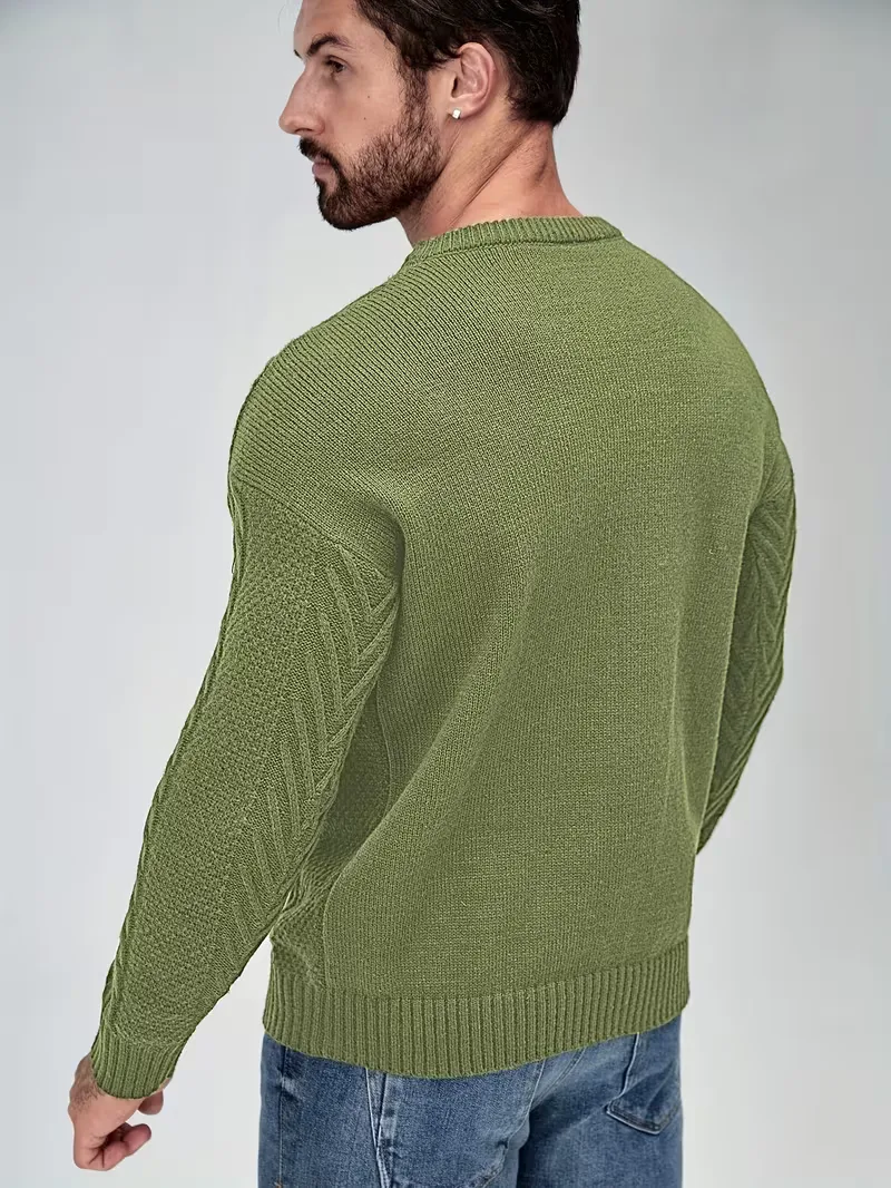 Slim fit crew neck trui met kabelpatroon - Image 48