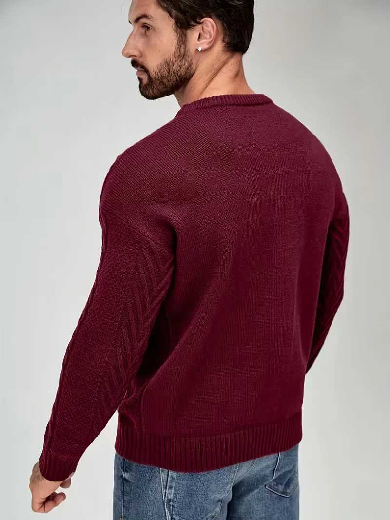 Slim fit crew neck trui met kabelpatroon - Image 52