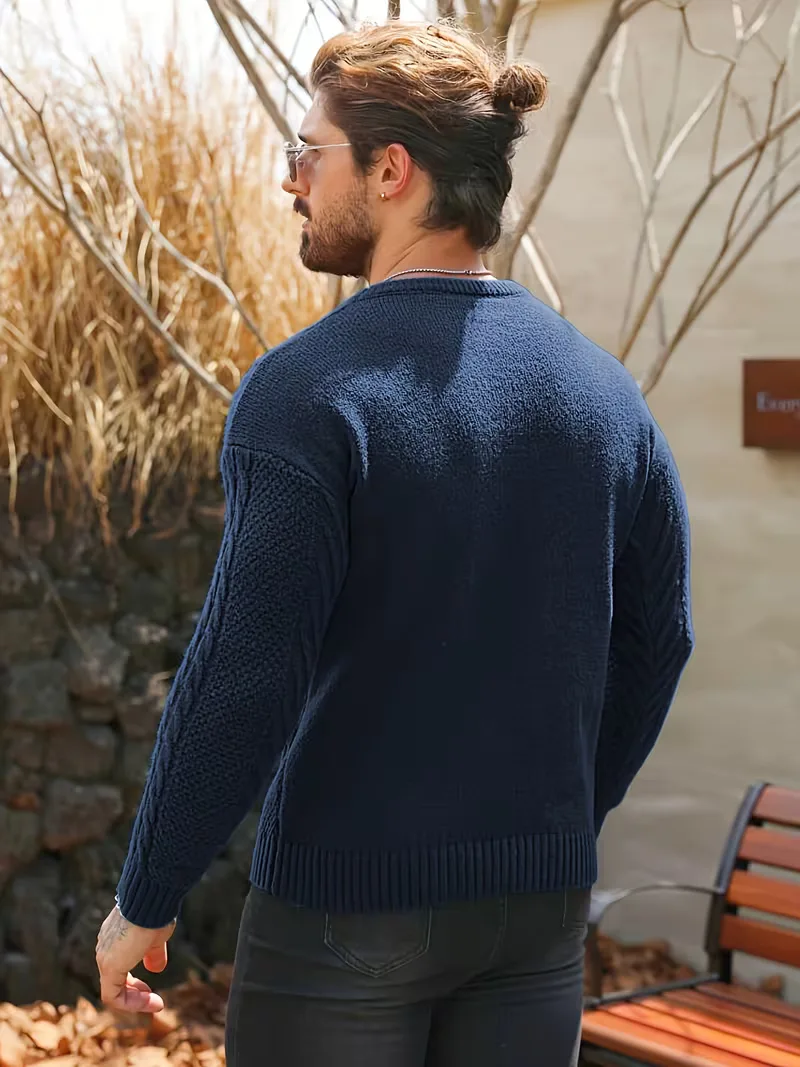 Slim fit crew neck trui met kabelpatroon - Image 67