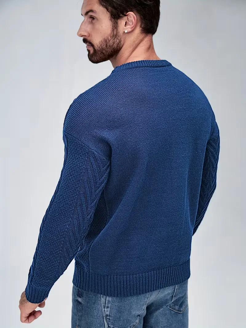 Slim fit crew neck trui met kabelpatroon - Image 73