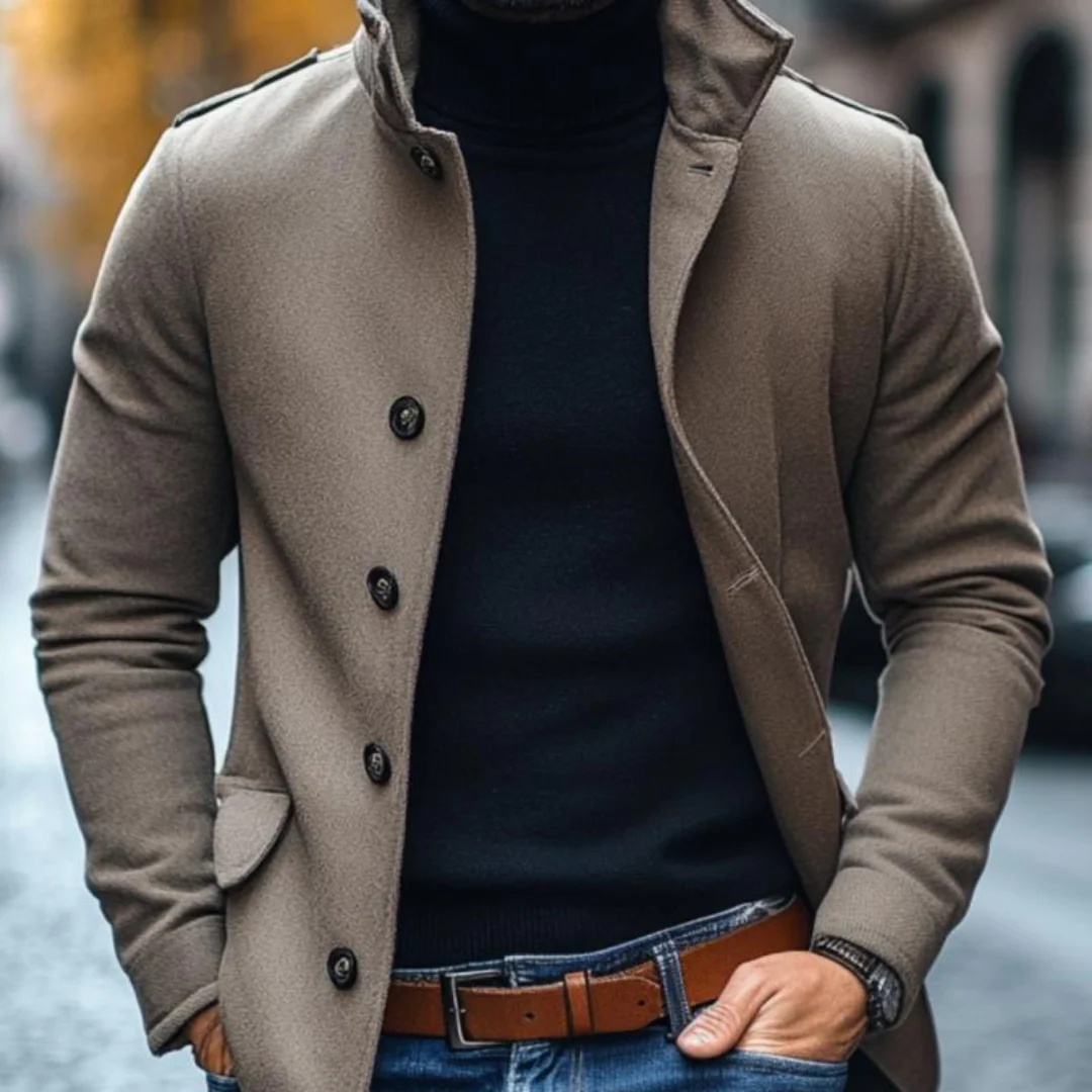 Slim fit jas met opstaande kraag en knopen - Image 3