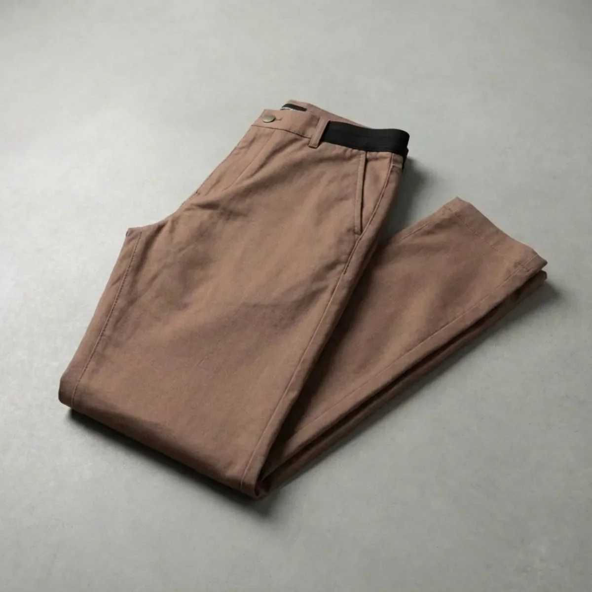 Slim fit lichtbruine stretch broek met elastische tailleband - Image 7