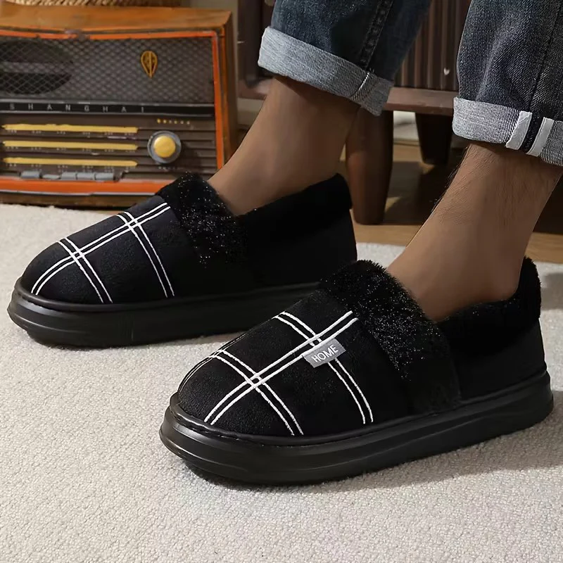 Slippers met geruit patroon en pluche voering - Image 2